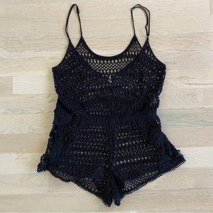 Victoria's Secret black crochet romper/swim coverup, Size L